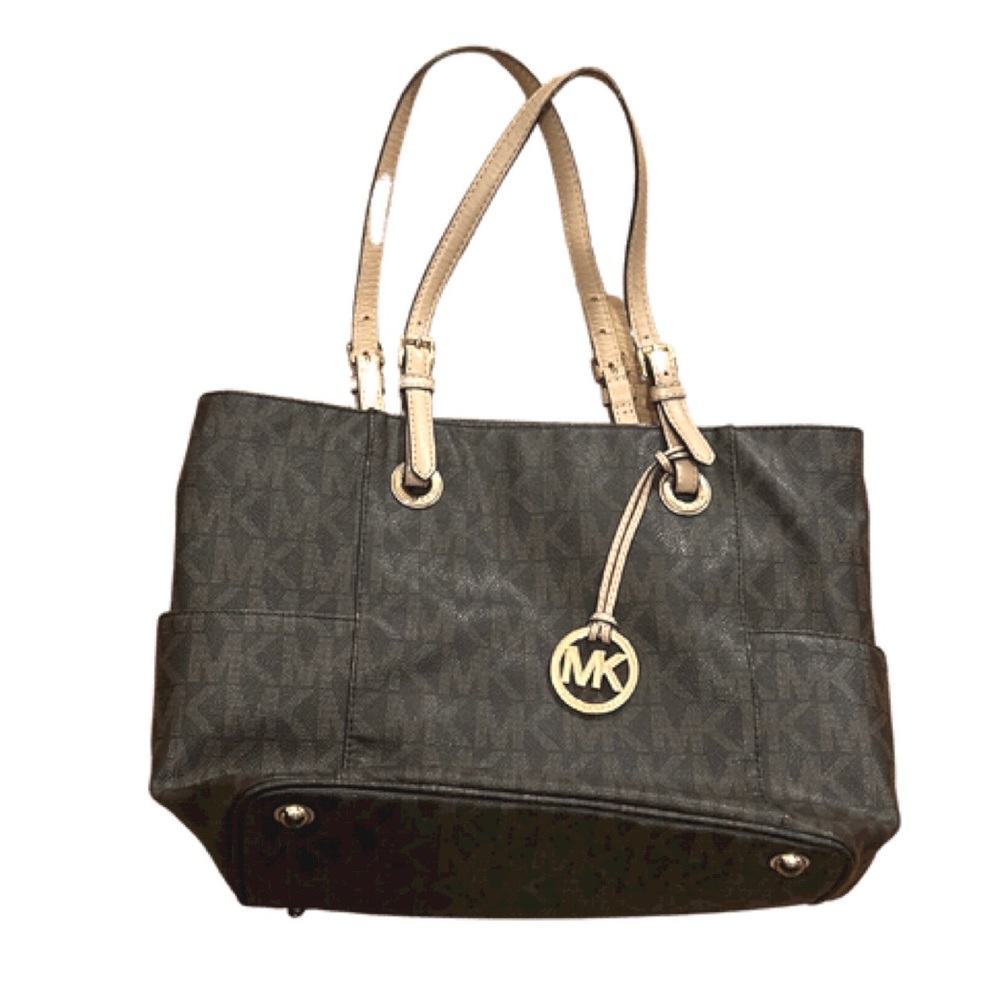 Michael Kors East West Jet Set Tote Mocha MK Logo